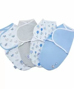 Delta Children Little Lambs Adjustable Swaddle Wrap - Size Small/Medium, Fits Babies 0-3 Months/7-14 Lbs., 4-Pack