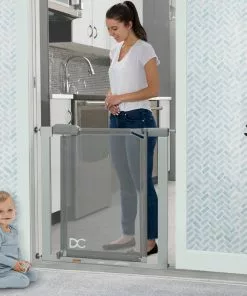 Delta Children Adjustable Baby Safety Gate - Easy Fit Pressure Mount Design With Walk-Through Door Baby Gates