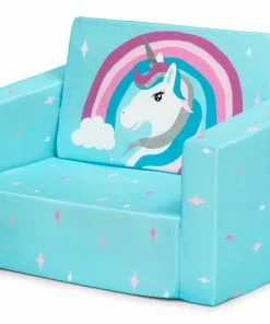 Delta Children Kids’ Chairs Unicorn Cozee Flip Out Chair - 2-in-1 Convertible Chair To Lounger For Kids
