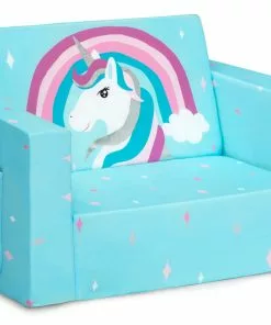 Delta Children Kids’ Chairs Unicorn Cozee Flip Out Chair - 2-in-1 Convertible Chair To Lounger For Kids