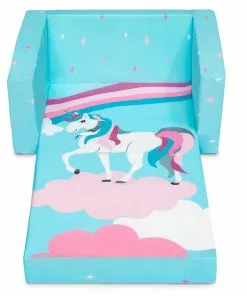 Delta Children Kids’ Chairs Unicorn Cozee Flip Out Chair - 2-in-1 Convertible Chair To Lounger For Kids