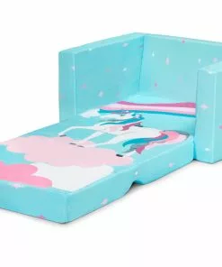 Delta Children Kids’ Chairs Unicorn Cozee Flip Out Chair - 2-in-1 Convertible Chair To Lounger For Kids