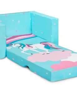 Delta Children Kids’ Chairs Unicorn Cozee Flip Out Chair - 2-in-1 Convertible Chair To Lounger For Kids