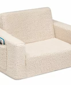 Delta Children Cozee Flip-Out Sherpa 2-in-1 Convertible Chair To Lounger For Kids