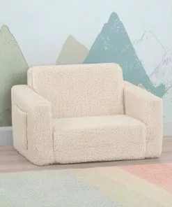 Delta Children Cozee Flip-Out Sherpa 2-in-1 Convertible Chair To Lounger For Kids