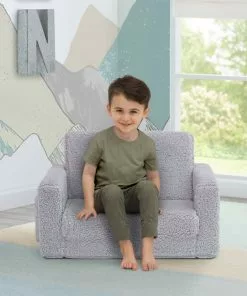 Delta Children Cozee Flip-Out Sherpa 2-in-1 Convertible Chair To Lounger For Kids