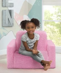 Delta Children Cozee Flip-Out Sherpa 2-in-1 Convertible Chair To Lounger For Kids