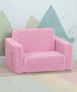 Delta Children Cozee Flip-Out Sherpa 2-in-1 Convertible Chair To Lounger For Kids