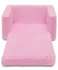 Delta Children Cozee Flip-Out Sherpa 2-in-1 Convertible Chair To Lounger For Kids