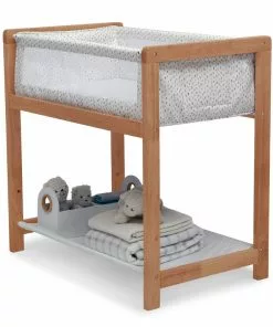 Delta Children Classic Wood Bedside Bassinet Sleeper - Portable Crib With High-End Wood Frame Bassinets