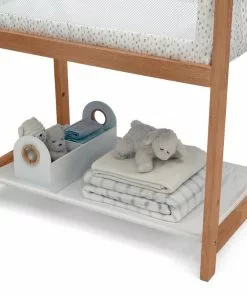 Delta Children Classic Wood Bedside Bassinet Sleeper - Portable Crib With High-End Wood Frame Bassinets