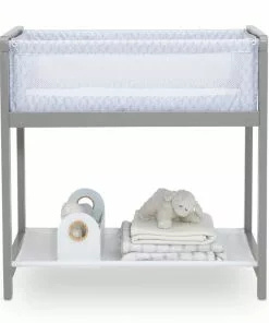 Delta Children Classic Wood Bedside Bassinet Sleeper - Portable Crib With High-End Wood Frame Bassinets