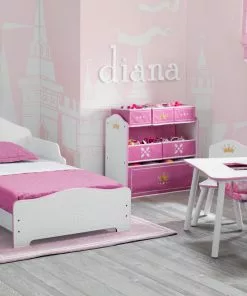 Delta Children Princess Crown Wood Toddler Bed, White/Pink Toddler Beds