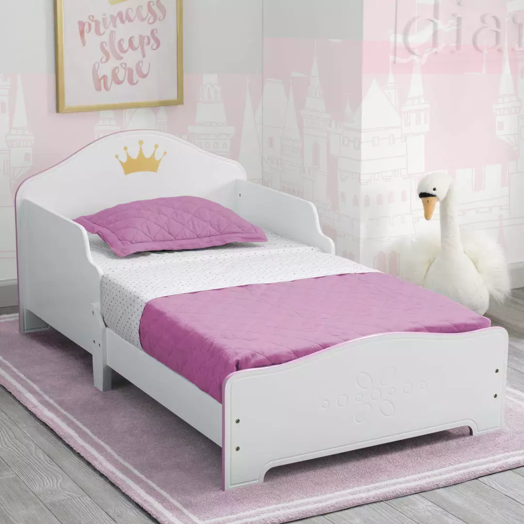 Delta Children Princess Crown Wood Toddler Bed, White/Pink Toddler Beds 7 Delta Children Princess Crown Wood Toddler Bed, White/Pink Toddler Beds