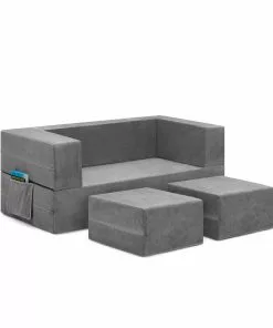 Delta Children Convertible Sofa And Play Set For Kids And Toddlers Modular Foam Couch And Flip Out Lounger With 2 Ottomans Kids’ Chairs