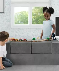 Delta Children Convertible Sofa And Play Set For Kids And Toddlers Modular Foam Couch And Flip Out Lounger With 2 Ottomans Kids’ Chairs