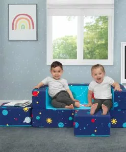 Delta Children Convertible Sofa And Play Set For Kids And Toddlers – Modular Foam Couch And Flip Out Lounger With 2 Ottomans