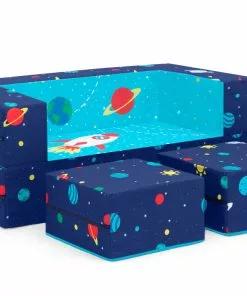 Delta Children Convertible Sofa And Play Set For Kids And Toddlers – Modular Foam Couch And Flip Out Lounger With 2 Ottomans