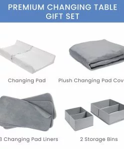 Delta Children Changing Pads & Covers 7-Piece Essential Changing Table Set - Newborn Baby Gift Set For Boys And Girls – Set Includes Changing Pad, Plush Changing Pad Cover, 3 Changing Pad Liners And 2 Storage Bins