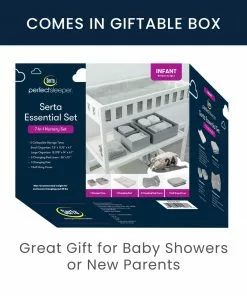 Serta 7-Piece Essential Changing Table Set - Newborn Baby Gift Set For Boys And Girls – Set Includes Changing Pad, Plush Changing Pad Cover, 3 Changing Pad Liners And 2 Storage Bins Changing Pads & Covers
