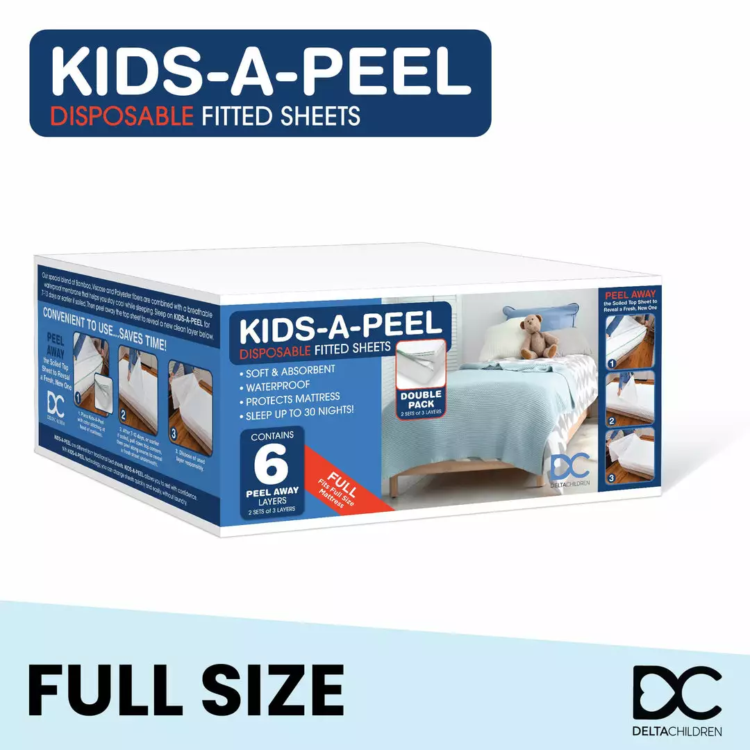 Delta Children Kids-A-Peel Disposable Fitted Sheets, 6-Pack, Waterproof, Breathable Soft Bed Pads That Protect Your Mattress Sheets & Mattress Covers 7 Delta Children Kids-A-Peel Disposable Fitted Sheets, 6-Pack, Waterproof, Breathable Soft Bed Pads That Protect Your Mattress Sheets & Mattress Covers