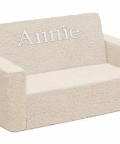 Delta Children What's New Personalized Cozee Flip-Out Sherpa 2-in-1 Convertible Sofa To Lounger For Kids