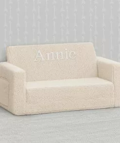 Delta Children What's New Personalized Cozee Flip-Out Sherpa 2-in-1 Convertible Sofa To Lounger For Kids