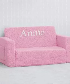 Delta Children What's New Personalized Cozee Flip-Out Sherpa 2-in-1 Convertible Sofa To Lounger For Kids