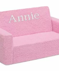 Delta Children What's New Personalized Cozee Flip-Out Sherpa 2-in-1 Convertible Sofa To Lounger For Kids