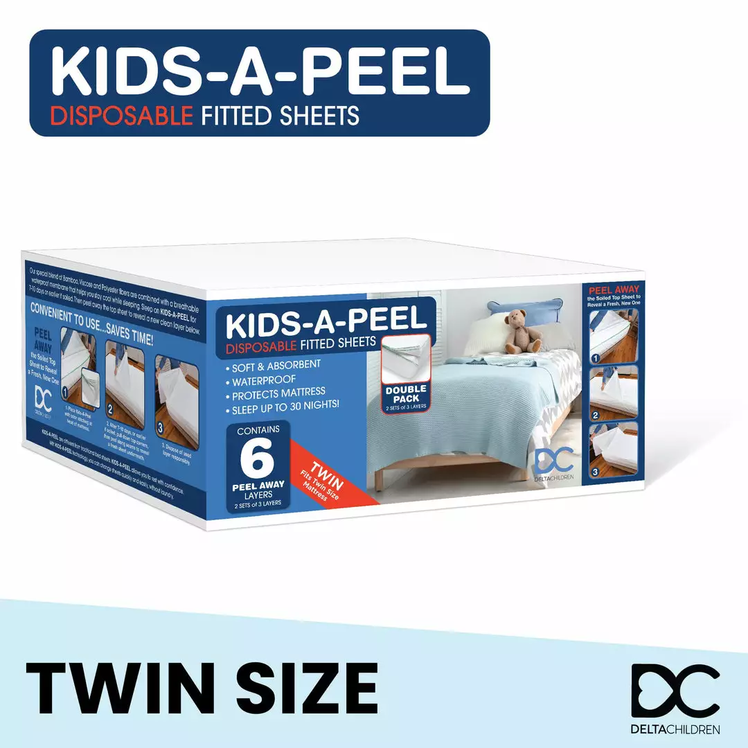 Delta Children Kids-A-Peel Disposable Fitted Sheets, 6-Pack, Waterproof, Breathable Soft Bed Pads That Protect Your Mattress Sheets & Mattress Covers 18 Delta Children Kids-A-Peel Disposable Fitted Sheets, 6-Pack, Waterproof, Breathable Soft Bed Pads That Protect Your Mattress Sheets & Mattress Covers