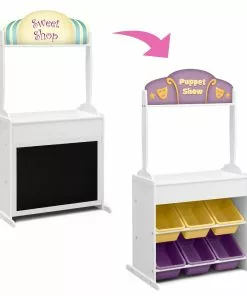 Delta Children What's New Reversible 4-in-1 Pretend Play Center With Chalkboard & Storage 16 Delta Children What's New Reversible 4-in-1 Pretend Play Center With Chalkboard & Storage