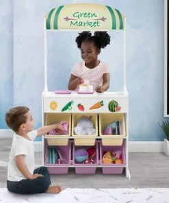 Delta Children What's New Reversible 4-in-1 Pretend Play Center With Chalkboard & Storage