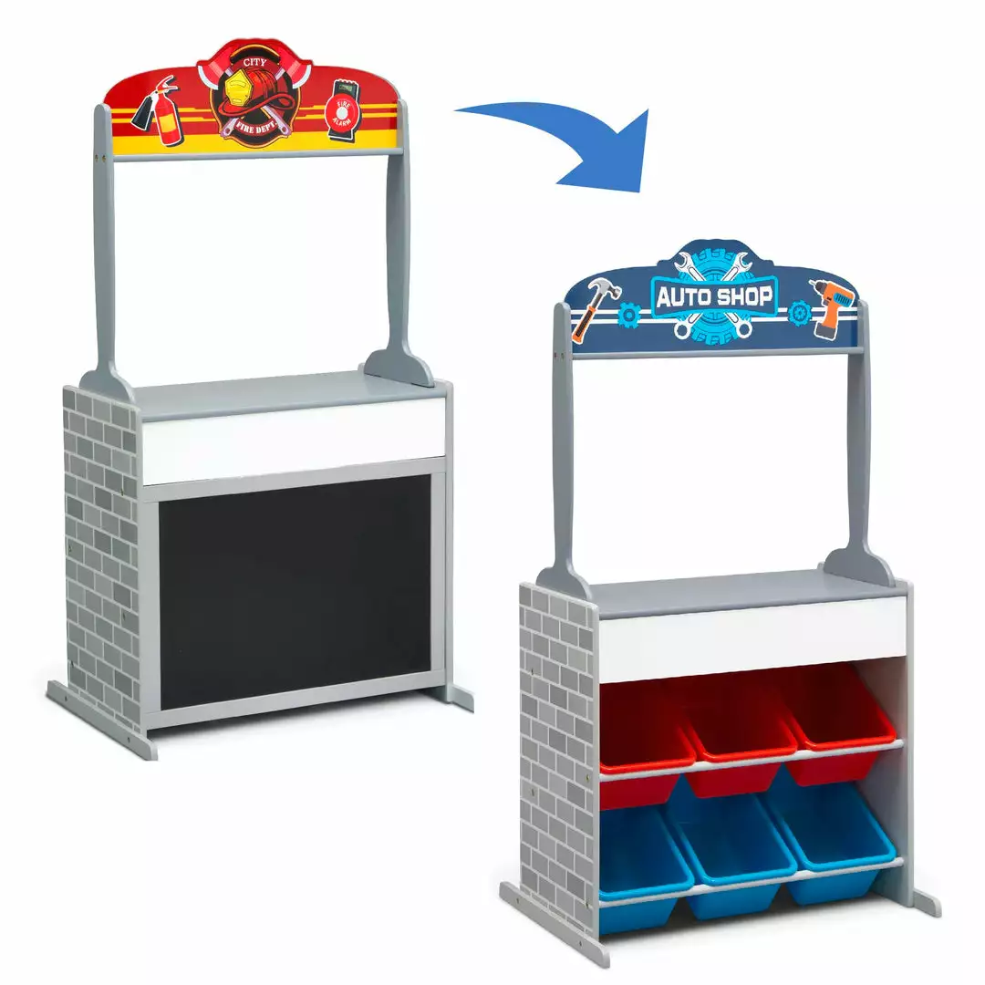 Delta Children Reversible 4-in-1 Pretend Play Center With Chalkboard & Storage What's New 5 Delta Children Reversible 4-in-1 Pretend Play Center With Chalkboard & Storage What's New