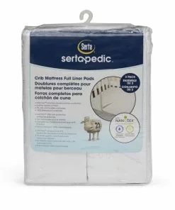 SertaPedic Crib Mattress Liner Pads (Pack Of 2)| Extra Protection For Baby’s Crib With Nanotex Technology| 100% Waterproof (White) Sheets & Mattress Covers