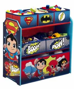 Delta Children Storage Super Friends (Batman | Robin | Superman | Wonder Woman | The Flash) Multi-Bin Toy Organizer