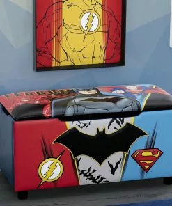 Delta Children Kids’ Chairs Justice League Upholstered Storage Bench For Kids