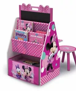 Delta Children Minnie Mouse Deluxe Kids Art Table - Easel, Desk, Stool, Toy Organizer