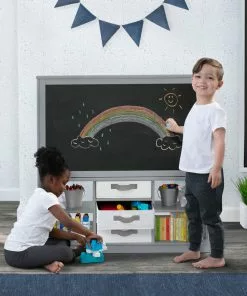 Delta Children At-Home Artist Center – Deluxe Double-Sided Easel & Storage Unit