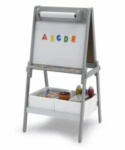 Delta Children Chelsea Double-Sided Storage Easel With Paper Roll And Magnets | Dry Erase Surface & Chalkboard Surface Gifts