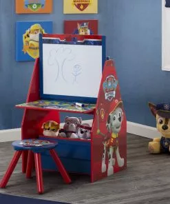 Delta Children PAW Patrol Deluxe Kids Art Table - Easel, Desk, Stool, Toy Organizer