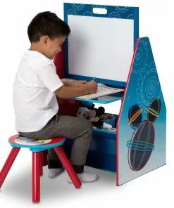 Delta Children Mickey Mouse Activity Center - Easel Desk With Stool & Toy Organizer Easels