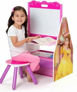 Delta Children Easels Princess Activity Center - Easel Desk With Stool & Toy Organizer