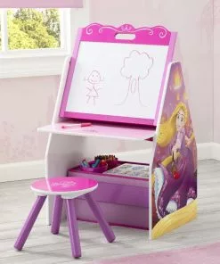 Delta Children Easels Princess Activity Center - Easel Desk With Stool & Toy Organizer