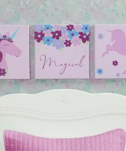 Delta Children Unicorn 3-Piece Canvas Wall Art Set For Girls