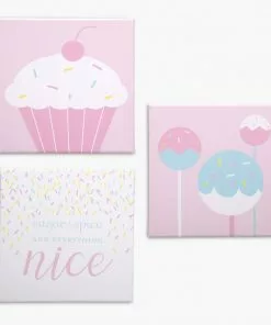 Delta Children Cake Pops 3-Piece Canvas Wall Art Set For Girls