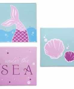 Delta Children Décor & Accessories Seashell 3-Piece Canvas Wall Art Set For Girls