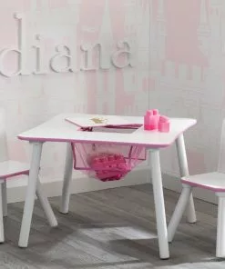 Delta Children Table & Chair Sets Princess Crown Kids Chair Set And Table, White/Pink