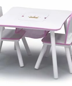 Delta Children Table & Chair Sets Princess Crown Kids Chair Set And Table, White/Pink