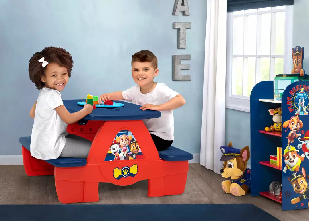 Delta Children What's New PAW Patrol 4 Seat Activity Picnic Table With LEGO Compatible Tabletop 4 Delta Children What's New PAW Patrol 4 Seat Activity Picnic Table With LEGO Compatible Tabletop
