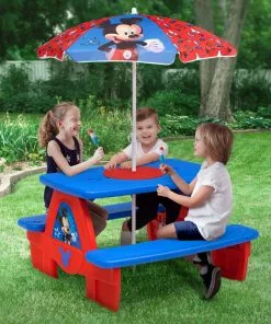 Delta Children Mickey Mouse 4 Seat Activity Picnic Table With Umbrella And LEGO Compatible Tabletop 13 Delta Children Mickey Mouse 4 Seat Activity Picnic Table With Umbrella And LEGO Compatible Tabletop